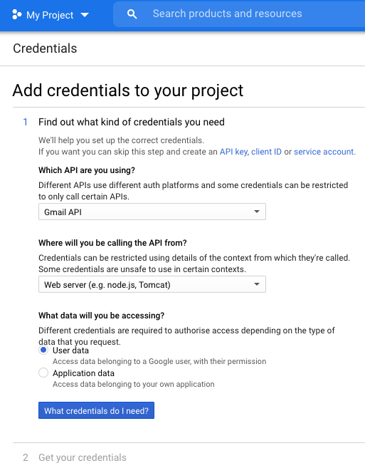 Add credentials to your project